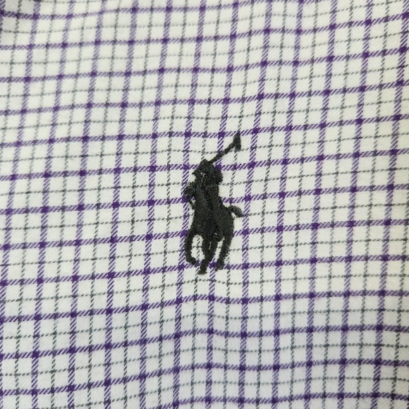 Ralph Lauren Shirt Mens Large Long Sleeve White Purple Plaid Preppy Button Down - Picture 3 of 8